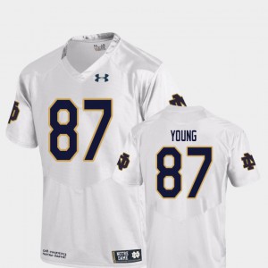 Men University of Notre Dame #87 Michael Young White College Football Replica Jersey 227239-381