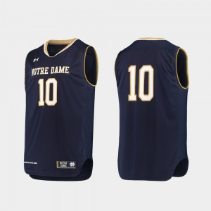 For Men Notre Dame Fighting Irish #10 Navy College Basketball Authentic Jersey 561243-154