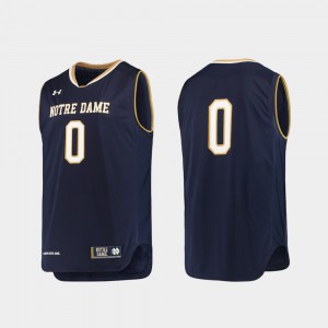 Men's University of Notre Dame #0 Navy College Basketball Replica Jersey 830045-990