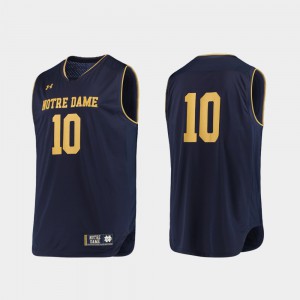 For Men's Fighting Irish #10 Navy Gold College Basketball Authentic Jersey 484794-612