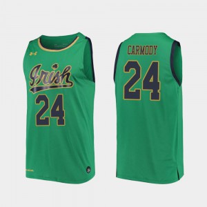 Men University of Notre Dame #24 Robby Carmody Kelly Green Replica 2019-20 College Basketball Jersey 253047-306