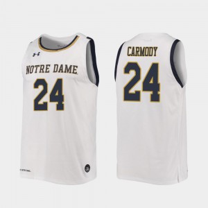 Mens Notre Dame #24 Robby Carmody White Replica 2019-20 College Basketball Jersey 153548-947