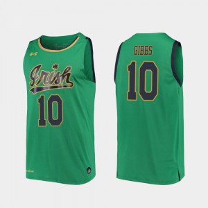 For Men University of Notre Dame #10 T.J. Gibbs Kelly Green Replica 2019-20 College Basketball Jersey 907311-179