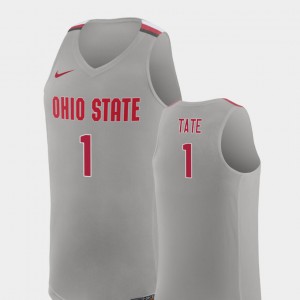 For Men's Ohio State #1 Jae'Sean Tate Pure Gray Replica College Basketball Jersey 788011-856