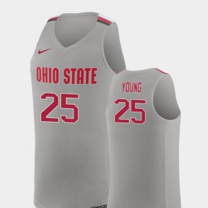 For Men's Buckeye #25 Kyle Young Pure Gray Replica College Basketball Jersey 614429-408