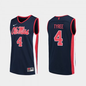 For Men Ole Miss Rebels #4 Breein Tyree Navy Replica College Basketball Jersey 405909-219