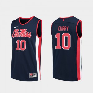 Men's Ole Miss Rebels #10 Carlos Curry Navy Replica College Basketball Jersey 457191-173