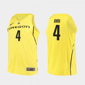 For Men Oregon Duck #4 Ehab Amin Yellow Authentic College Basketball Jersey 344695-163