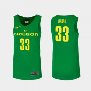 Mens Ducks #33 Francis Okoro Green Replica College Basketball Jersey 723739-977