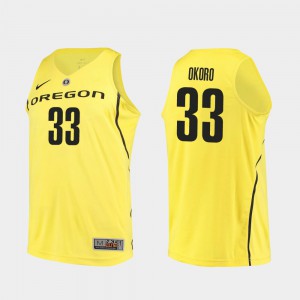 Men's Oregon Ducks #33 Francis Okoro Yellow Authentic College Basketball Jersey 730104-787