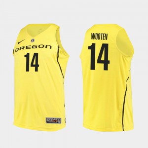 Men University of Oregon #14 Kenny Wooten Yellow Authentic College Basketball Jersey 512910-857