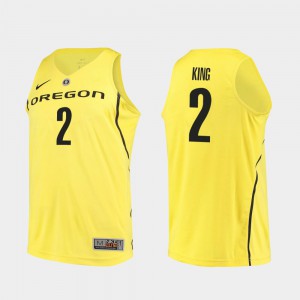 Mens Oregon #2 Louis King Yellow Authentic College Basketball Jersey 310515-806