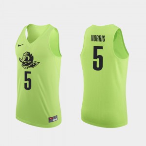 For Men's Oregon Duck #5 Miles Norris Apple Green Authentic College Basketball Jersey 413813-509
