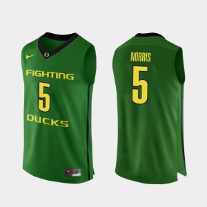 For Men's Oregon #5 Miles Norris Apple Green Authentic College Basketball Jersey 222056-271