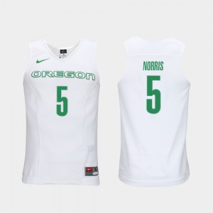 For Men UO #5 Miles Norris White Authentic Performace Elite Authentic Performance College Basketball Jersey 942457-917