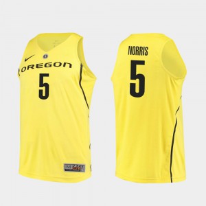 Mens UO #5 Miles Norris Yellow Authentic College Basketball Jersey 155458-706
