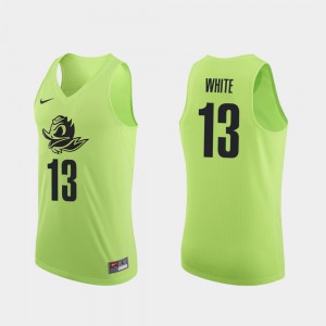 For Men Oregon Duck #13 Paul White Apple Green Authentic College Basketball Jersey 951717-784