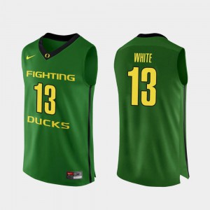 For Men's Ducks #13 Paul White Apple Green Authentic College Basketball Jersey 609450-312
