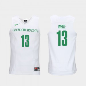 Men University of Oregon #13 Paul White White Authentic Performace Elite Authentic Performance College Basketball Jersey 916116-999