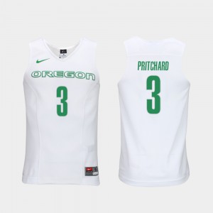For Men Oregon #3 Payton Pritchard White Authentic Performace Elite Authentic Performance College Basketball Jersey 811392-857