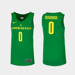 For Men's Oregon #0 Will Richardson Green Replica College Basketball Jersey 547464-744
