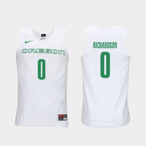 For Men Ducks #0 Will Richardson White Authentic Performace Elite Authentic Performance College Basketball Jersey 503102-320