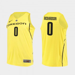 For Men Oregon Duck #0 Will Richardson Yellow Authentic College Basketball Jersey 560831-836