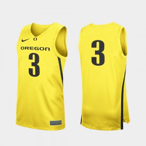 Men University of Oregon #3 Yellow Replica College Basketball Jersey 147139-424