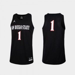 Men's San Diego State Aztecs #1 Black College Basketball Replica Jersey 992392-845