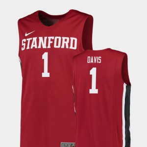 Mens Stanford University #1 Daejon Davis Red Replica College Basketball Jersey 339144-779