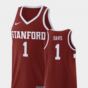 Mens Stanford University #1 Daejon Davis Wine Replica College Basketball Jersey 177433-269