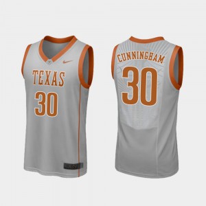 Mens University of Texas #30 Brock Cunningham Gray Replica College Basketball Jersey 396181-498