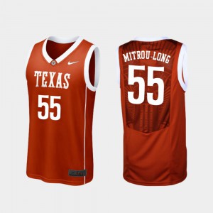 Men's Texas Longhorns #55 Elijah Mitrou-Long Burnt Orange Replica College Basketball Jersey 571214-882