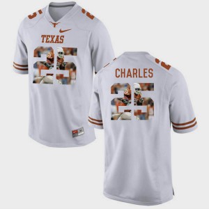 Mens University of Texas #25 Jamaal Charles White Pictorial Fashion Jersey 492927-153