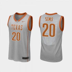 Men Longhorns #20 Jericho Sims Gray Replica College Basketball Jersey 469538-714