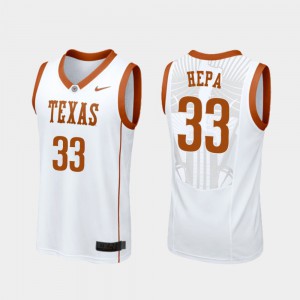 Men's Texas Longhorns #33 Kamaka Hepa White Replica College Basketball Jersey 121407-992