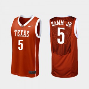 Mens Texas Longhorns #5 Royce Hamm Jr Burnt Orange Replica College Basketball Jersey 426608-610