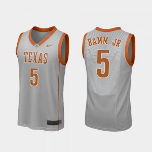 For Men Longhorns #5 Royce Hamm Jr Gray Replica College Basketball Jersey 147157-860