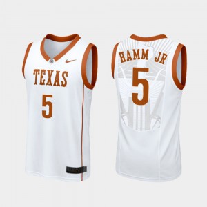 Mens UT #5 Royce Hamm Jr White Replica College Basketball Jersey 744781-639
