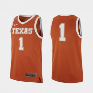 Men's Longhorns #1 Texas Orange Replica College Basketball Jersey 671338-560
