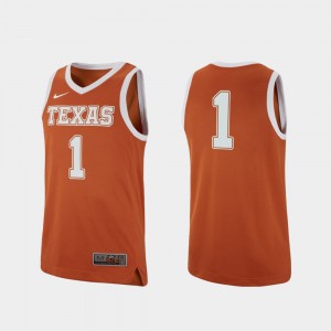 Men's UT #1 Texas Orange Replica College Basketball Jersey 794068-861