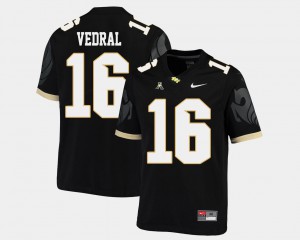 Mens UCF Knights #16 Noah Vedral Black College Football American Athletic Conference Jersey 442985-111