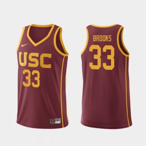 Men's Trojans #33 J'Raan Brooks Cardinal Replica College Basketball Jersey 693065-326