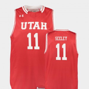 Men Utah Utes #11 Chris Seeley Red Replica College Basketball Jersey 592142-889