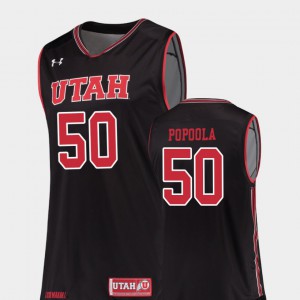 For Men's Utah Utes #50 Christian Popoola Black Replica College Basketball Jersey 117570-436