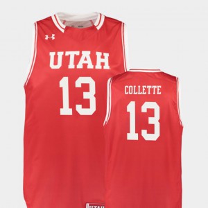 Men's University of Utah #13 David Collette Red Replica College Basketball Jersey 955926-566