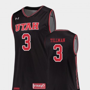 Men Utah Utes #3 Donnie Tillman Black Replica College Basketball Jersey 423041-438