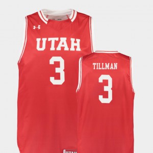 For Men's Utah #3 Donnie Tillman Red Replica College Basketball Jersey 438333-481