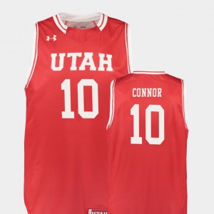 Mens Utah Utes #10 Jake Connor Red Replica College Basketball Jersey 621802-257
