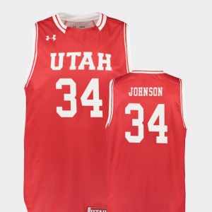 Men's University of Utah #34 Jayce Johnson Red Replica College Basketball Jersey 116813-252